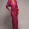 Goddiva Plunge V-Neck Sequin Maxi - Burgundy