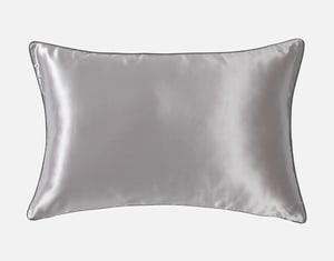 QE Home 100% Mulberry Silk Piped Edge Pillow Sham in Silver, Grey
