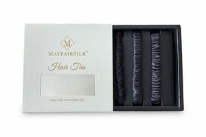 Charcoal Silk Hair Ties Set - Charcoal