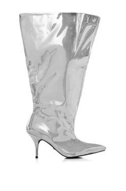 AKIRA Azalea Wang Harrowing Silver Bootie | Size 8