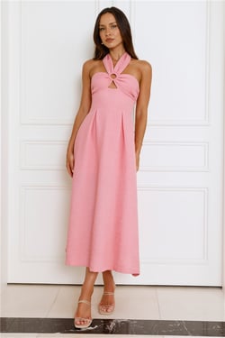 Secret Diaries Halter Maxi Dress Pink
