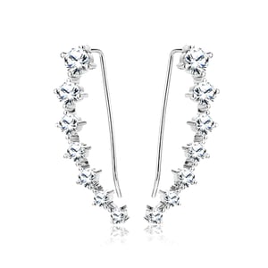 Jeulia Simple Classic Sterling Silver Earrings Climbers