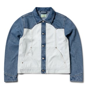 Aries Womens Patchwork Western Carpenter Jacket Blue / White