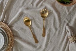 nkuku Khana Salad Servers Set Of 2 | Serveware | One Size | Brushed Gold