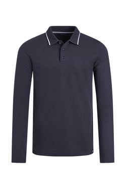 Weird Fish Theo Organic Cotton Textured Jersey Long Sleeve Polo Midnight Size XL