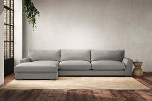 nkuku Guddu Left Hand Chaise Sofa | Make To Order | Grand | Brera Linen Smoke