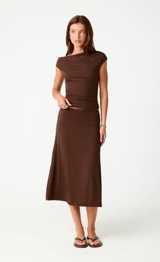 Hideaway Midi Skirt (Chocolate) - US 0
