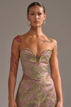 AKIRA Time And Time Again Rhinestone Corset Top | Size 2X