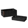 Lily - Maison Ebony Black Hand-woven Paper Rope Rectangular Storage Basket Set 2
