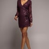 Goddiva Wrap Over Sequin Mini Dress - Wine