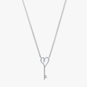 Heart Key Diamond Necklace - 0.20 CT