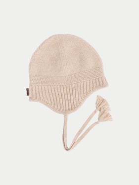 Organic Color Cashmere Ultimate Warmth Knit Tie Hat - One Size / Beige / AK0279-02