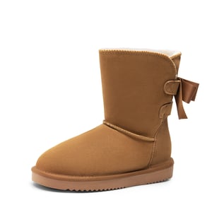 DREAM PAIRS  FuzzyChic Bow  Suede Mid calf Snow Boots