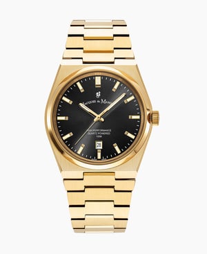 Horizon Gents 41mm Three-hands Date Gold-tone Black dial Stainless steel swiss watch - 41 mm