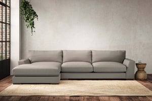 nkuku Guddu Large Left Hand Chaise Sofa | Make To Order | Recycled Cotton Flax | No Colour
