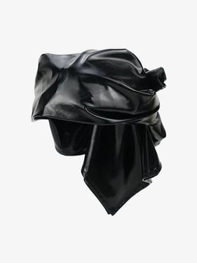 Street PU Leather Triangle Head Scarf - Black / ONE SIZE