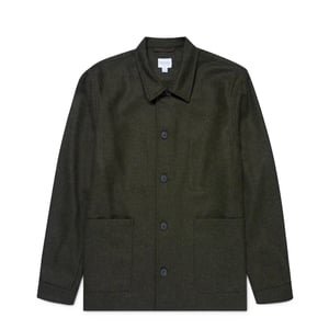 Sunspel British Wool Twin Pocket Jacket Drill Green