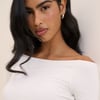 White Bardot Short Sleeve Top