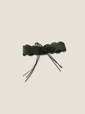 Lace-Trimmed Waist Cincher Belt - Forest Green / One Size