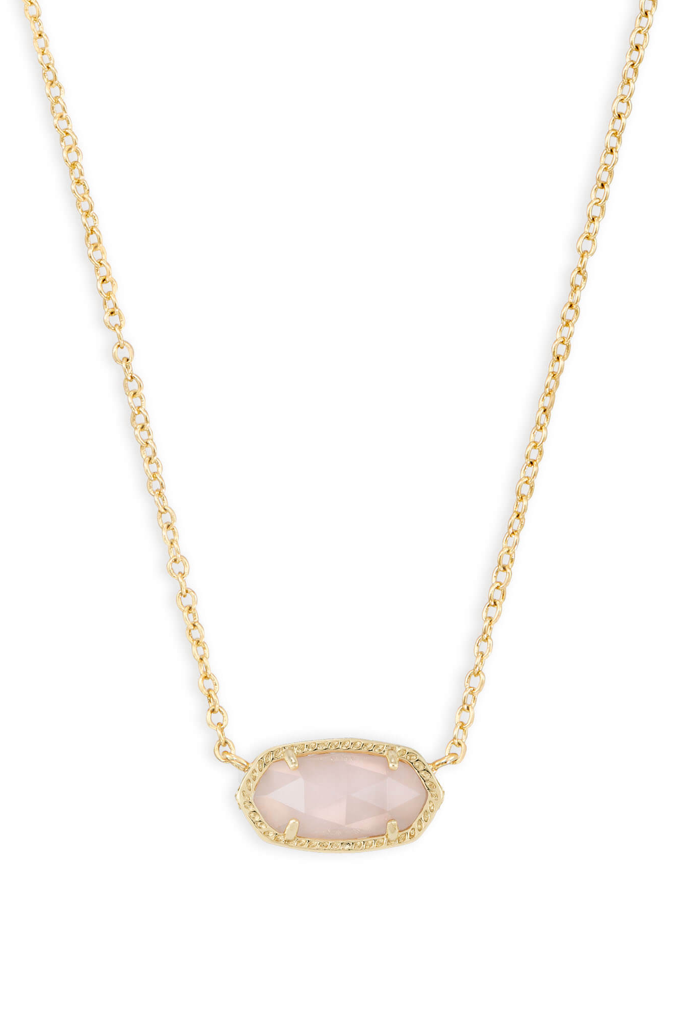 KENDRA SCOTT Elisa Short Pendant Necklace Gold Rose Quartz