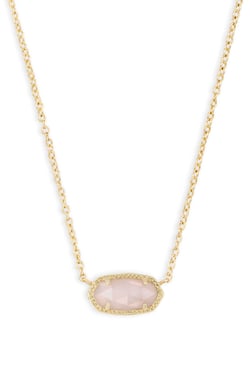 KENDRA SCOTT Elisa Short Pendant Necklace Gold Rose Quartz