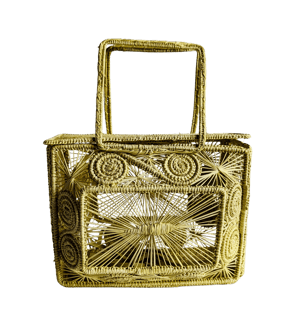 Caracoli Box Handwoven Iraca Purse - Solid Color / Light Green