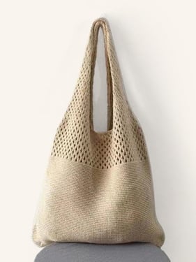 Knit Shoulder Tote - Beige / One-Size
