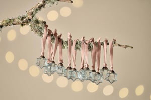 nkuku Sardi Star Baubles Set Of 12 | Christmas Decorations | Clear