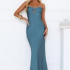 Silken Aurora Strapless Maxi Dress Teal