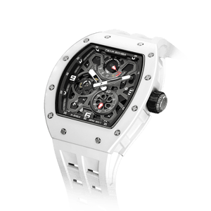 TSAR BOMBA Men's Automatic Luxury Sport Watch | Ceramic White | Elemental TB8212 | 42.5mm | Ceramic & Carbon Fiber