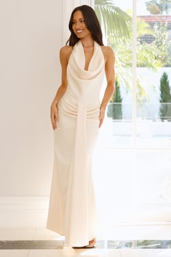 Afterglow Hours Halter Maxi Dress Yellow