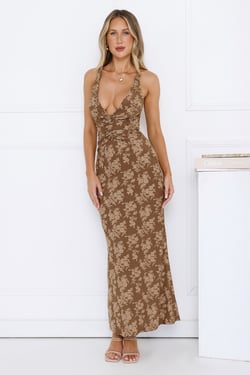 Remind Me Later Maxi Dress Brown