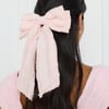 Textured Bow Hair Clip Pink