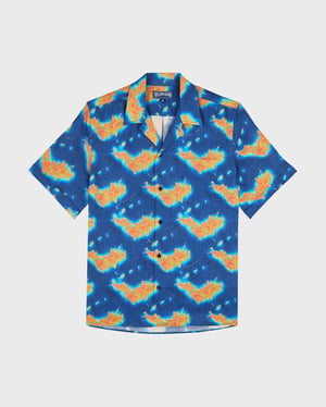 Vilebrequin - Men Linen Bowling Shirt Bathymétrie Des Oceans St Barth - Shirt - Charli - Blue - Size XXXL