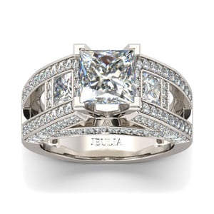 Jeulia Cathedral Princess Cut Sterling Silver Women's Ring