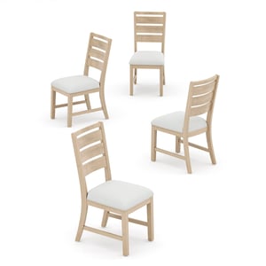 COLAMY SERA Solid Wood Comfort Dining Chair - Beige Natural / Set of 4