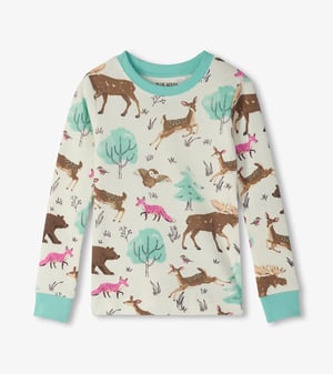 Girls Forest Animals Pajama Set