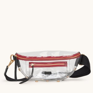 Hammitt Charles Crossbody Clear Black Brushed Gold Red Zip