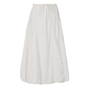 Damson Madder Agatha Puff Midi Skirt White
