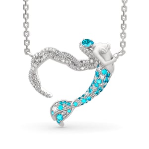 Jeulia "Ocean's Light" Sterling Silver Mermaid Gift Necklace for Valentine's Day