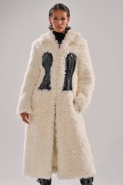 AKIRA Buy Me Roses Corseted Fur Coat | Size Large