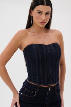AKIRA Give It To Me Baby Denim Corset Top | Size 1X