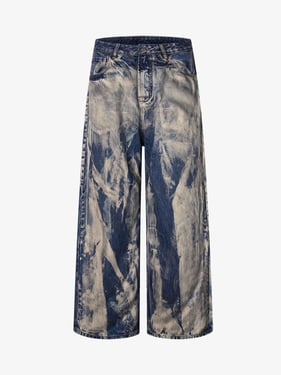 Vintage Acid Wash Tie-Dye Jeans - Blue / 3XL