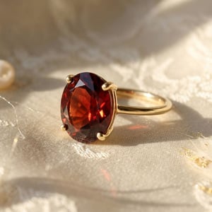 18ct Gold Vermeil Garnet January Birthstone Crystal  Glow Ring - O (55.1mm)
