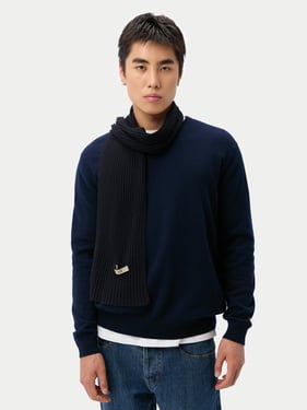 Cashmere Rib Knit Scarf - One Size / peacoat / AK0235-0937/0000