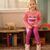 Striped Heart Ruffle Sleeve Sweater