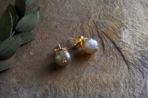 nkuku Marai Labradorite Stud Earrings | Gifting | One Size | Labradorite & Gold