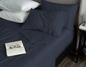 QE Home Bamboo Jersey Sheet Set in Navy, Blue, Queen