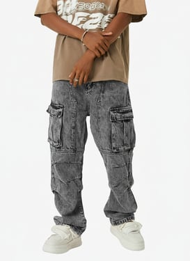Thesupermade American Street Style Washed Distressed Work Jeans - 2354 - Grey / 2XL