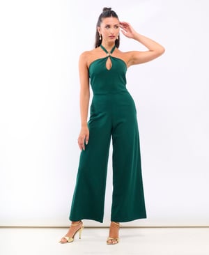Green Hardware Halterneck Jumpsuit - 20